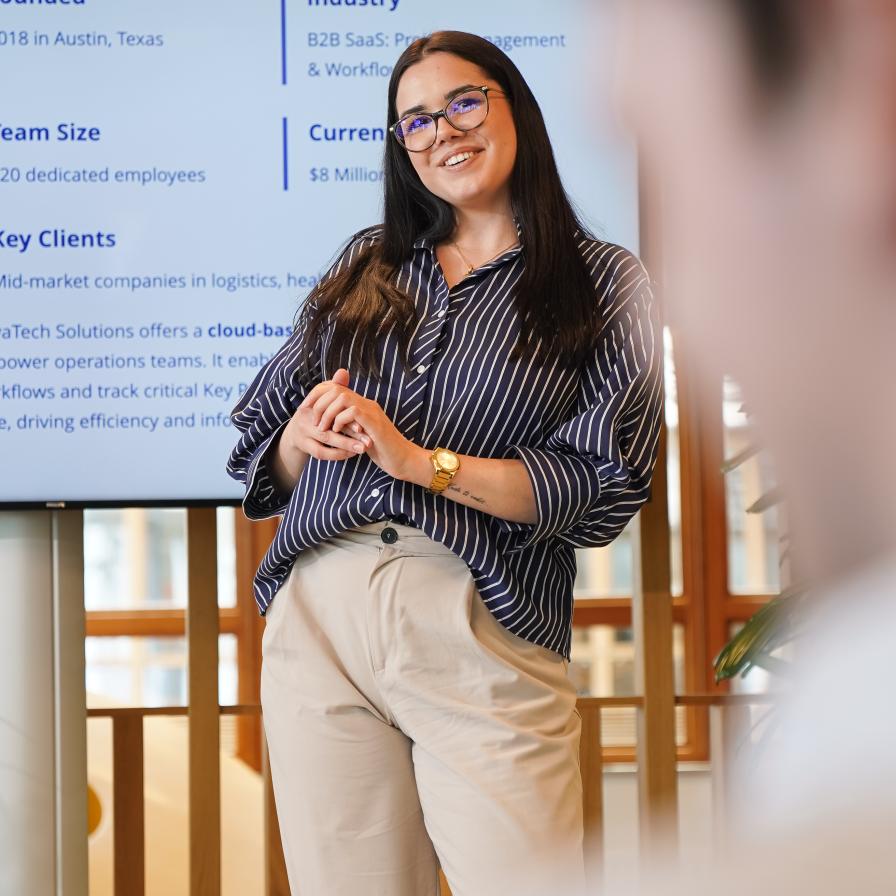 Student giving a presentation