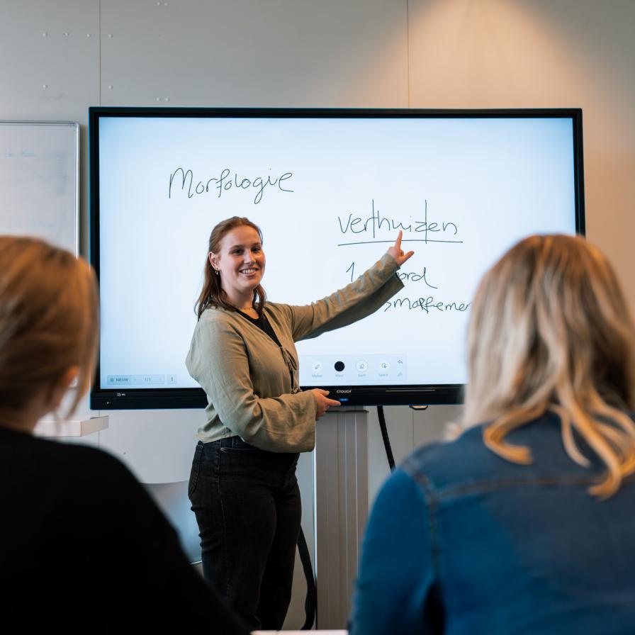 Student Leraar Nederlands geeft les