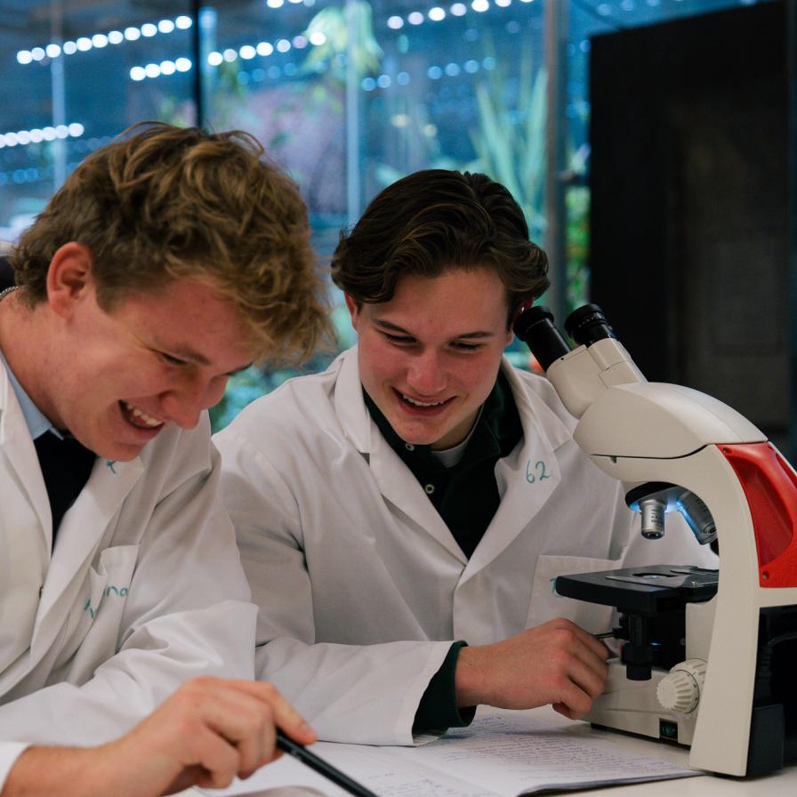 Leraar Biologie studenten tijdens practicum